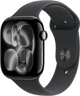 Apple Watch Series 11 46mm Jet Black Alu. Case w. Black S. Band - S/M (MEUW4)