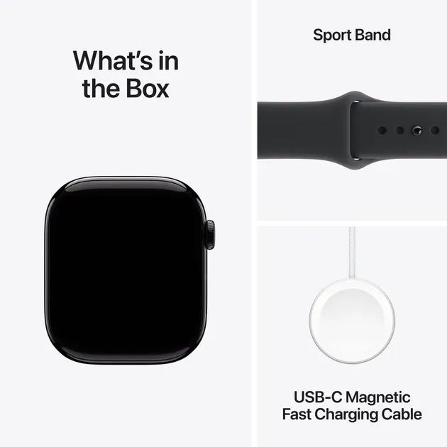 Apple Watch Series 11 46mm Jet Black Alu. Case w. Black S. Band - S/M (MEUW4)