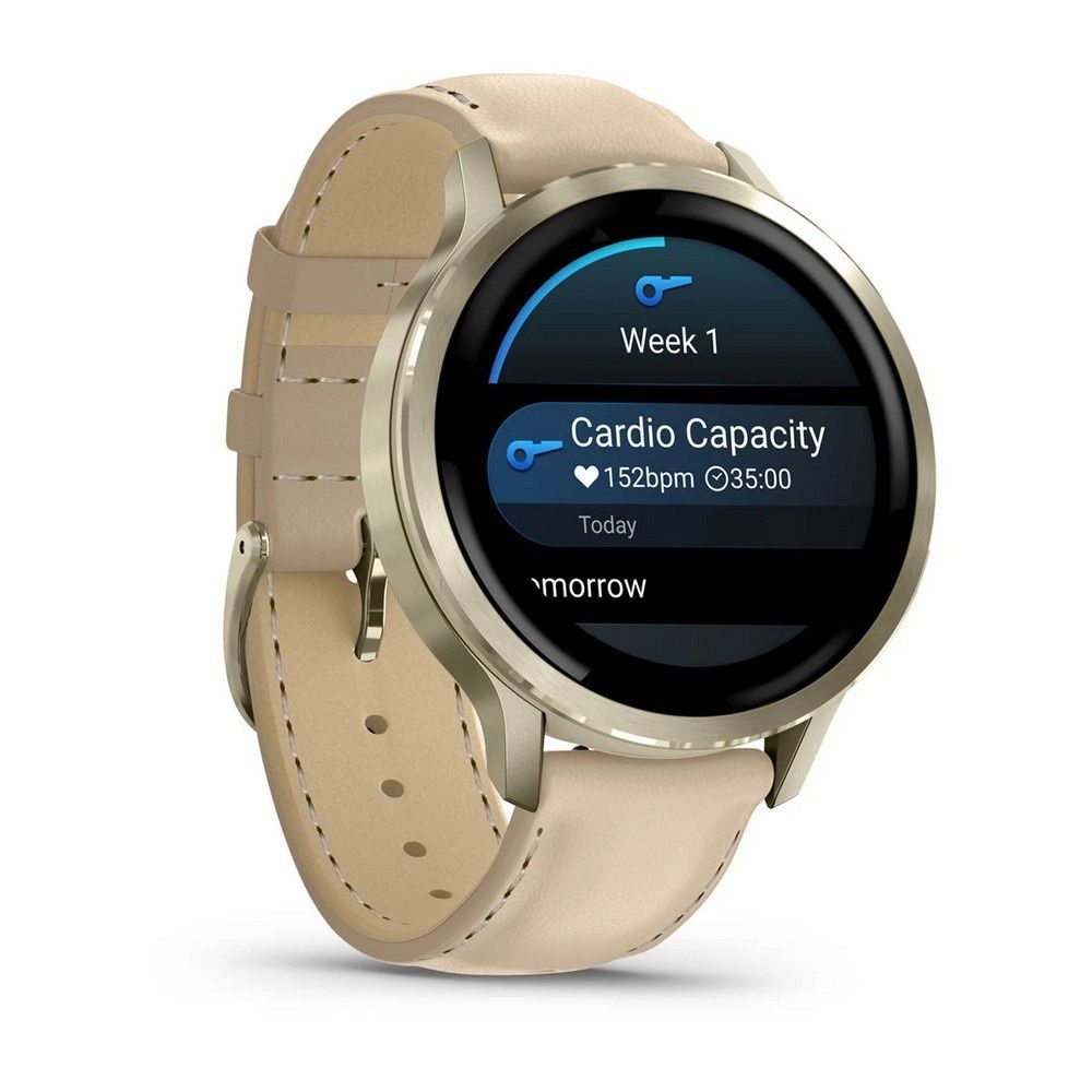 Garmin Venu 4 41 mm Lunar Gold with Light Sand Leather Band (010-03013-03)