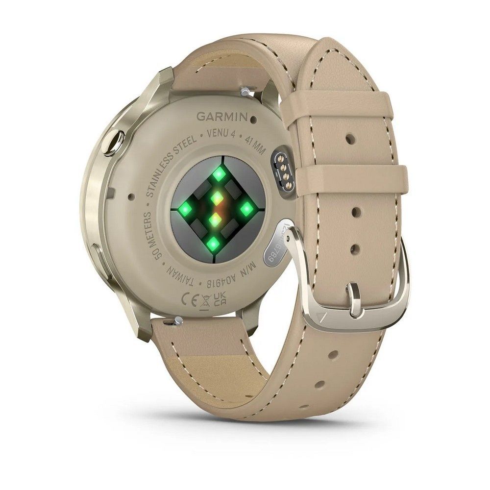 Garmin Venu 4 41 mm Lunar Gold with Light Sand Leather Band (010-03013-03)