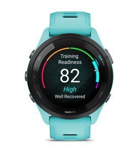 Garmin Forerunner 265 Black Bezel w. Aqua Case and Aqua/Black Silicone Band 010-02810-02/12