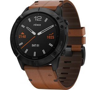 Смарт-годинник Garmin Fenix 6X - Black DLC with Chestnut Leather Band 010-02157-14