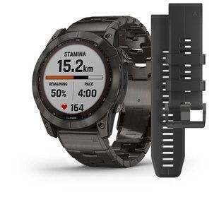 Смарт-годинник Garmin Fenix 7X Sapphire Solar Carbon Gray DLC Titanium with Titanium Band + black silicone band 010-02541-27