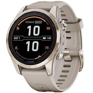 Garmin Fenix 7S Pro Sapphire Solar Edition, Soft Gold with Light Sand 010-02776-15