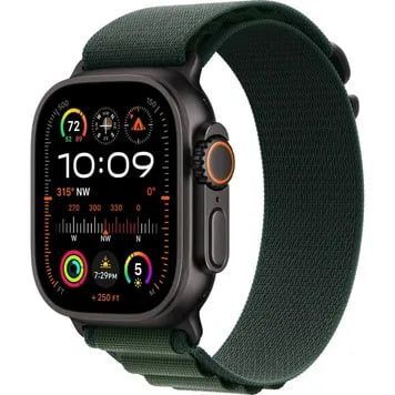 Apple Watch Ultra 2 Cellular 49mm Black Titan. Case w. Dark Green Alpine Loop - Small (MX4Q3)