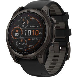 Garmin Fenix 8 47mm Sapphire Carbon grey DLC titanium Black/pebble grey silicone band (010-02906-11)