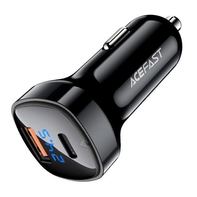 АЗП Acefast B4 Digital Display USB-C + USB-A 66w Black