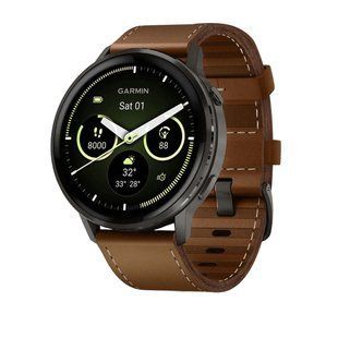 Garmin Venu 4 45 mm Slate with Brown Leather Band (010-03014-03)
