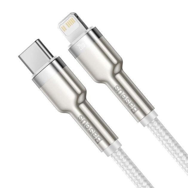 Кабель Baseus Cafule Metal Type-C to Lightning PD 20W 1m White CATLJK-A02