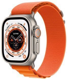 Apple Watch Ultra GPS + Cellular 49mm Titanium Case with Orange Alpine Loop - Medium MQEU3