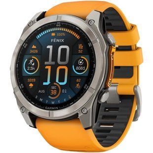 Garmin Fenix 8 51mm AMOLED Sapphire Titanium Spark Orange/Graphite Silicone Band (010-02905-10/11)