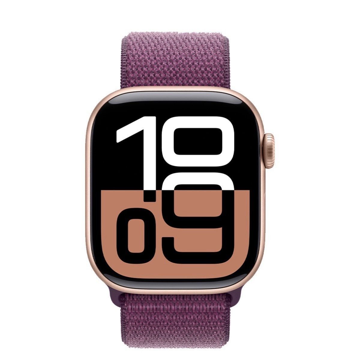 Apple Watch Series 10 46mm Rose Gold Aluminum Case w. Plum Sport Loop (MWWV3)
