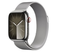 Apple Watch Series 9 Cellular 41mm Silver S. Steel Case w. Silver Milanese Loop MRJ43