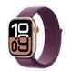 Apple Watch Series 10 46mm Rose Gold Aluminum Case w. Plum Sport Loop (MWWV3)