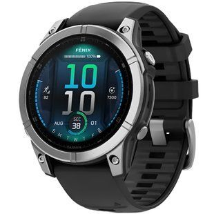Garmin Fenix E 47mm AMOLED Stainless Steel with Black Silicone Band (010-03025-02/00)
