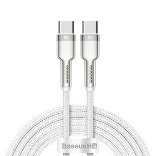 Кабель Baseus Cafule Metal Type-C to Type-C 100W 2m White CATJK-D02