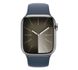 Apple Watch Series 9 Cellular 41mm Silver S. Steel Case w. Storm Blue Sport Band - S/M MRJ23