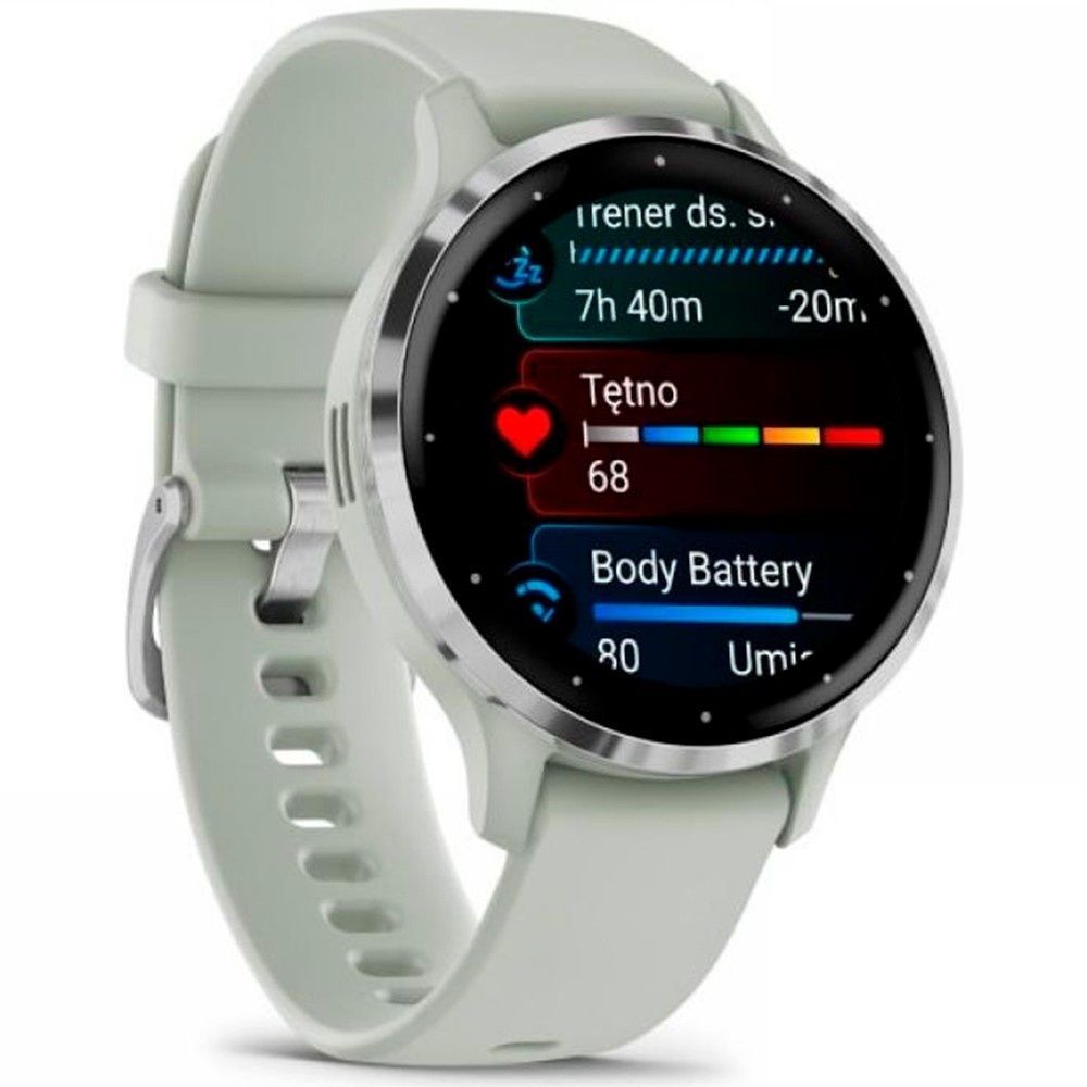 Garmin Venu 3S Silver S. Steel Bezel w. Sage Gray Case and S. Band 010-02785-01