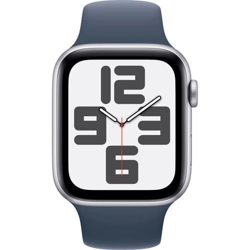 Apple Watch SE 2 LTE 44mm Silver Aluminium Case w. Storm Blue Sport Band - M/L MRHJ3