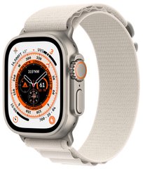 Apple Watch Ultra GPS + Cellular 49mm Titanium Case with Starlight Alpine Loop - Small MQEY3/MQFQ3