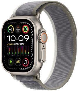 Apple Watch ULTRA 2 49mm Titanium Case with Green/Gray Trail Loop M/L MRF43