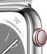 Apple Watch Series 8 41mm LTE Silver S. Steel Case w. White S. Band MNJ53