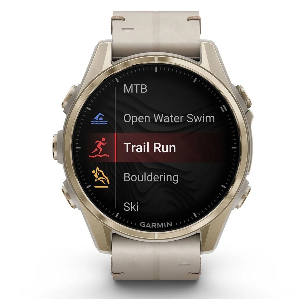 Garmin Fenix 8 43mm AMOLED Saph SftGldSS/FogGryLeatherBnd Excl 010-02903-40