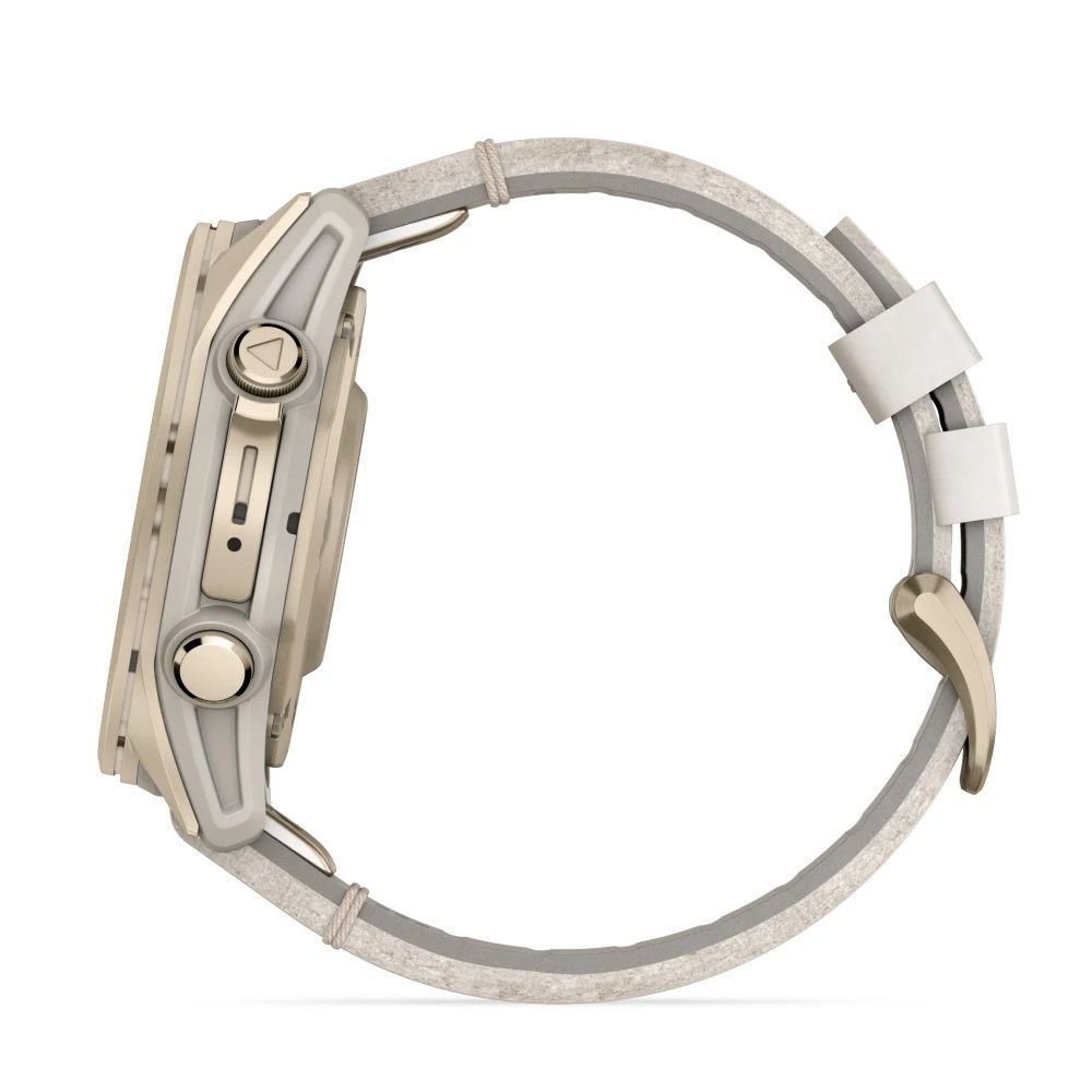 Garmin Fenix 8 43mm AMOLED Saph SftGldSS/FogGryLeatherBnd Excl 010-02903-40