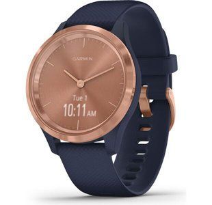 Garmin Vivomove 3s Rose Gold Stainless Steel Bezel w. Navy and Silicone B. 010-02238-03