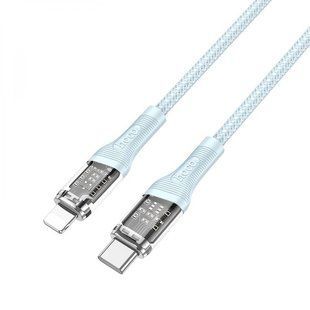 Кабель Hoco U111 Transparent Discovery Type-C to Lightning 1.2m Blue
