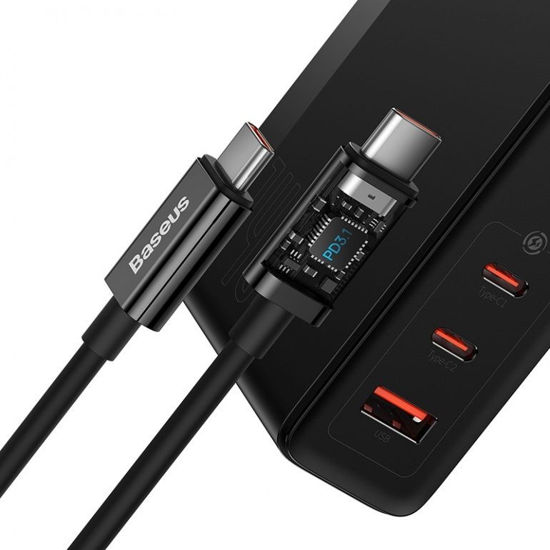 Мережевий зарядний пристрій Baseus GaN5 Pro Digital Fast Charger 2C+U 160W EUBlack P10110825113-00