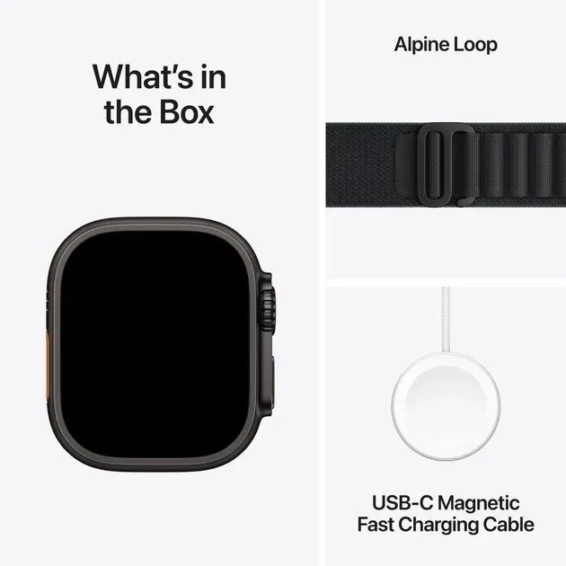Apple Watch Ultra 3 Cellular 49mm Black Tit. Case w. Black Alpine Loop - Small (MF0Q4)