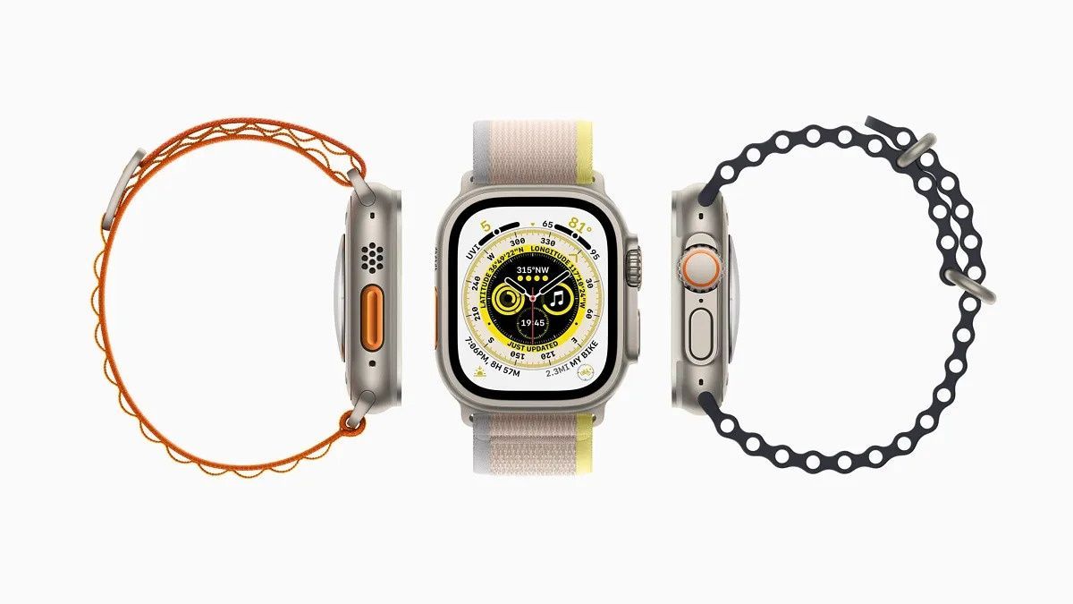 Apple Watch Ultra GPS + Cellular 49mm Titanium Case with White Ocean Band MNHF3