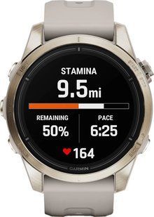 Garmin epix&trade; Pro (Gen 2) &ndash; Sapphire Edition 42 mm Soft Gold with Cream Heathered Nylon 010-02802-20