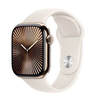Apple Watch Series 10 Cellular 42mm Gold Titanium Case w. Starlight Sport Band - M/L (MX073)