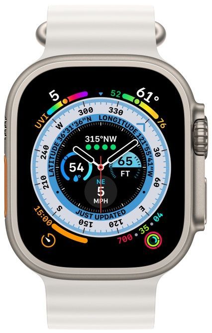 Apple Watch Ultra GPS + Cellular 49mm Titanium Case with White Ocean Band MNHF3