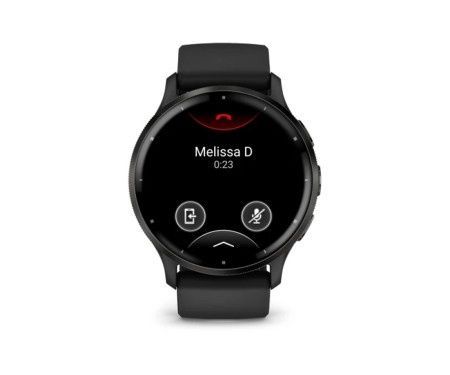 Garmin Venu 3 Slate Stainless Steel Bezel Black Case Black Leather Band 010-02784-52