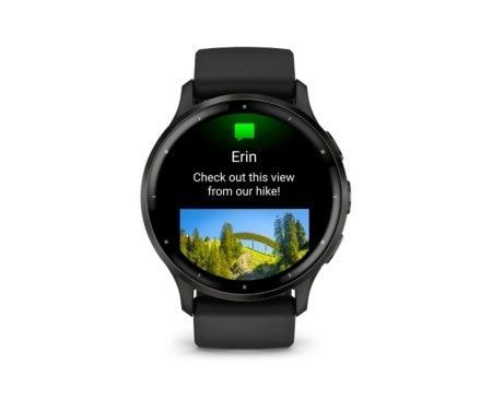 Garmin Venu 3 Slate Stainless Steel Bezel Black Case Black Leather Band 010-02784-52