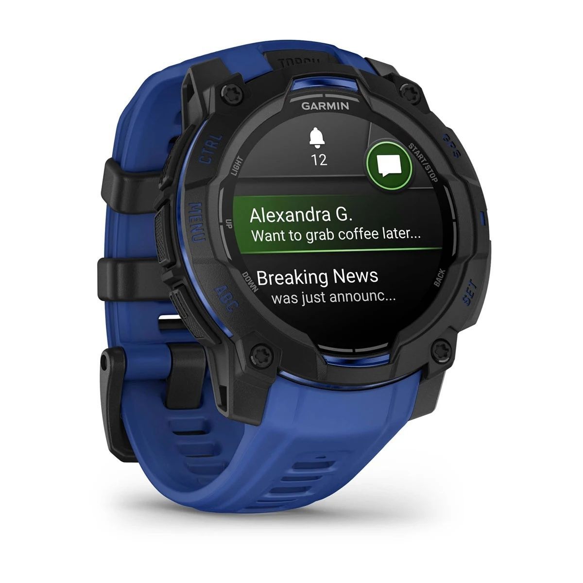 Смарт-годинник Garmin Instinct 3 45 mm AMOLED Black with bolt blue/black silicone band 010-02936-03