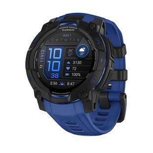 Смарт-годинник Garmin Instinct 3 45 mm AMOLED Black with bolt blue/black silicone band 010-02936-03
