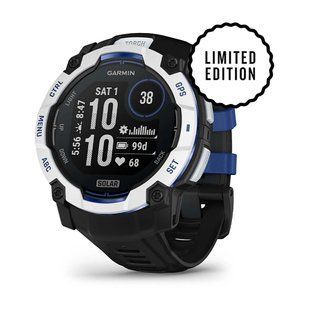 Смарт-годинник Garmin Instinct 3 50mm Solar Whitestone with black/bolt blue silicone 010-02935-03