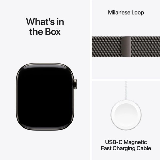 Apple Watch Series 11 Cellular 46mm Slate Tit. Case w. Slate Milanese Loop - S/M (MFD34)