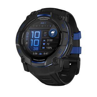 Смарт-годинник Garmin Instinct 3 50 mm, AMOLED Black with black/bolt blue silicone band 010-03020-03