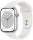 Apple Watch Series 8 45mm LTE Silver Stainless Case with White Sport Band MNKE3