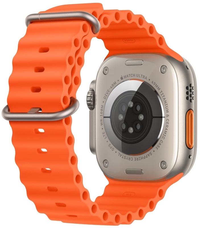 Apple Watch ULTRA 2 49mm Titanium Case with Orange Ocean BandMREH3