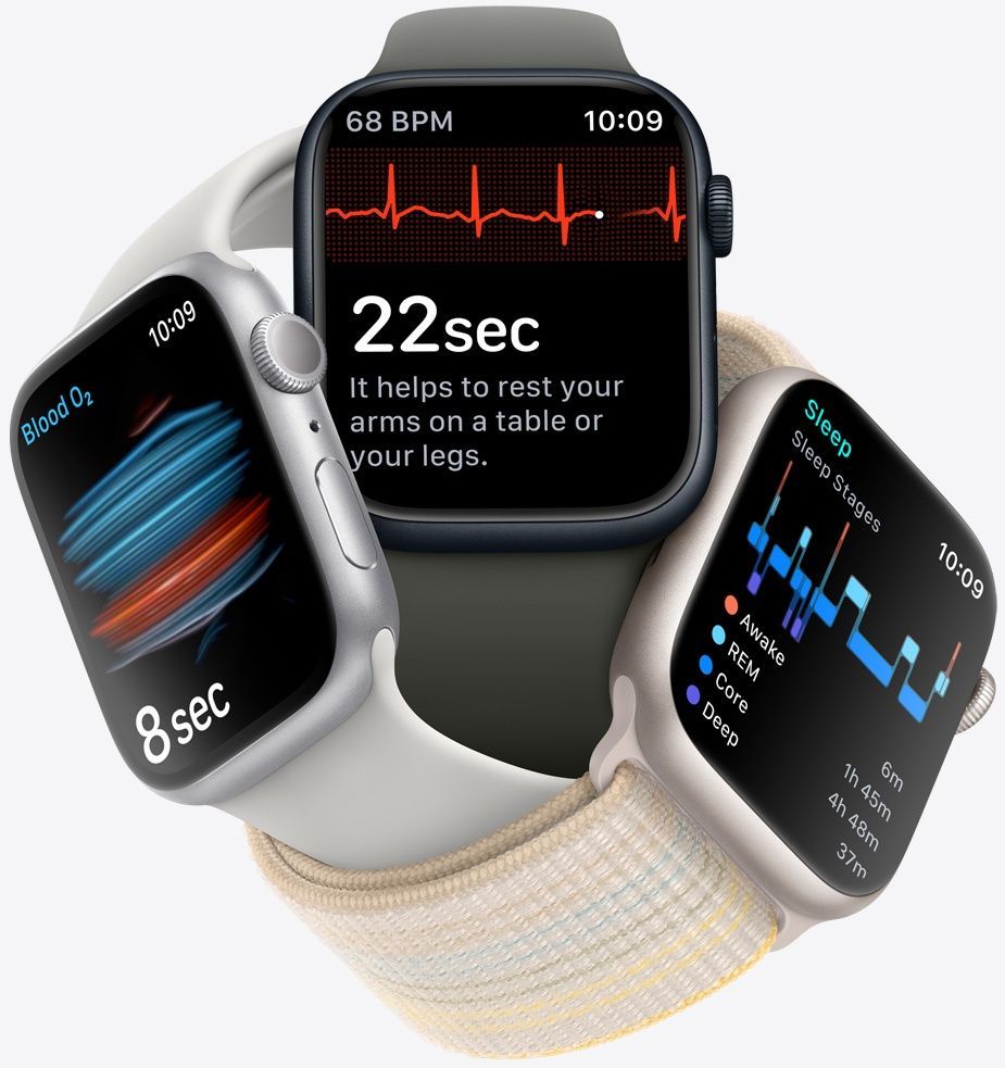 Apple Watch Series 8 45mm LTE Silver Stainless Case with White Sport Band MNKE3