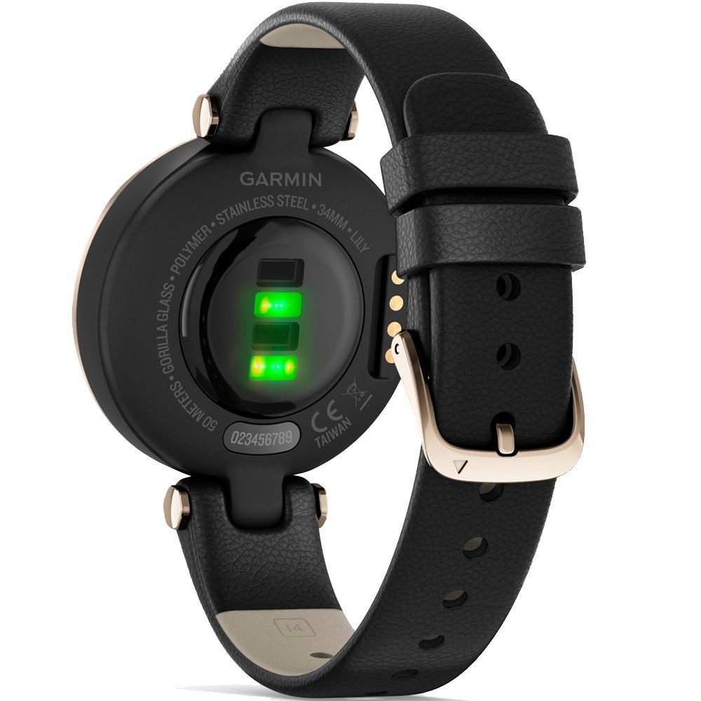 Garmin Lily Classic Watch Cream gold with Black Case Italian Leather Band 010-02384-B1