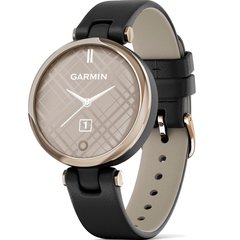 Garmin Lily Classic Watch Cream gold with Black Case Italian Leather Band 010-02384-B1