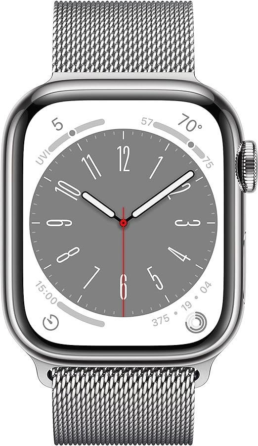 8 45mm LTE Silver Stainless Steel Case with Silver Milanese Loop MNKJ3