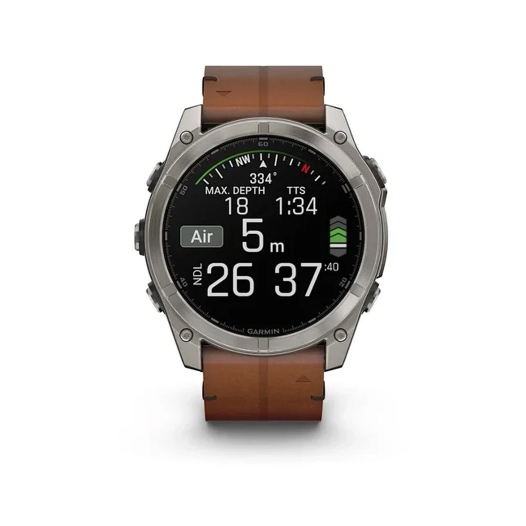 Garmin Fenix 8 51mm AMOLED Sapphire Bare Ti Blk/Chsnt Lthr 010-02905-40